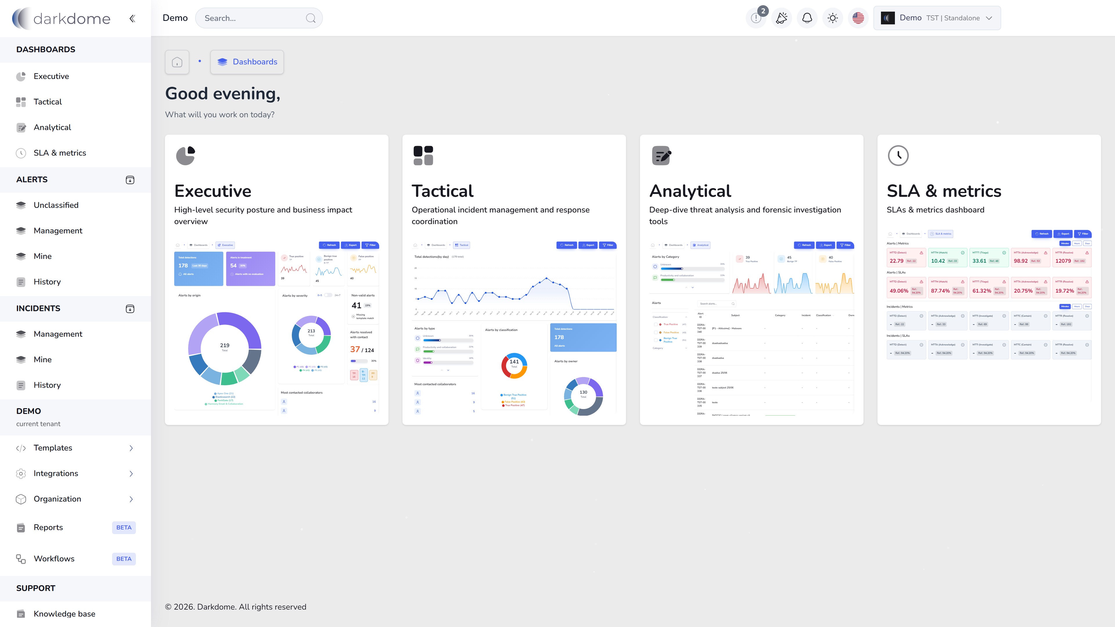 Darkdome platform homepage