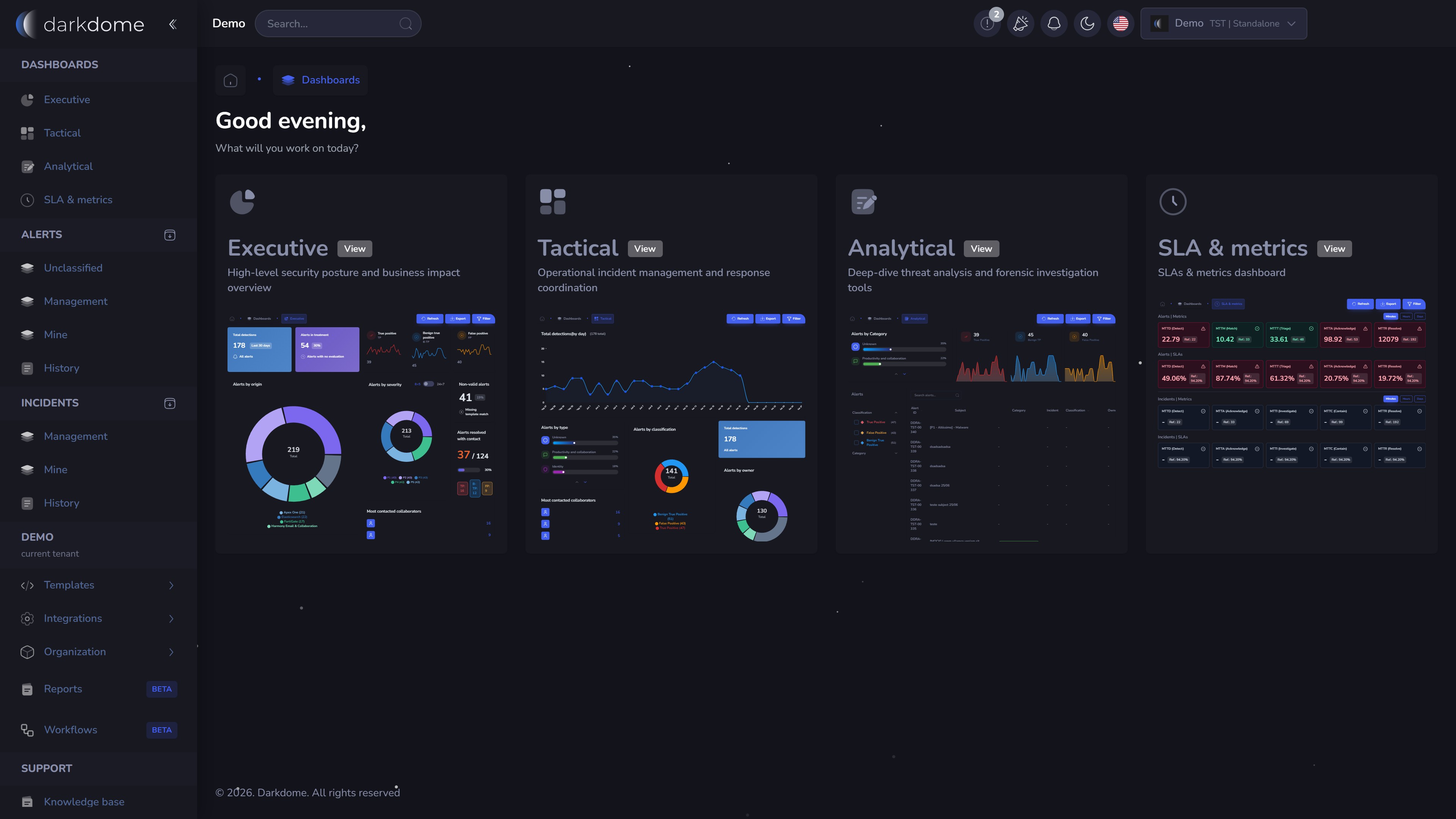Darkdome platform homepage